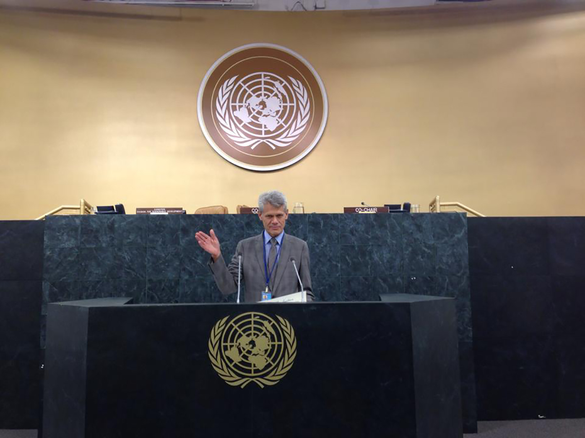 June 2014, New York, USA. Rostrum at the United Nations headquarters.